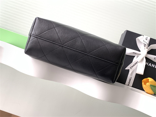 Chanel Large Hobo Bag Lambskin Gold Tone Metal Black AS5425