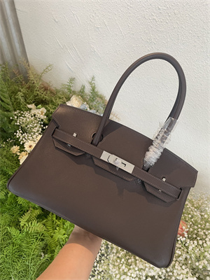 Bir.kin Shoulder Bag 29 Swift Leather Gold/Silver Tone Metal Ebene Color HS