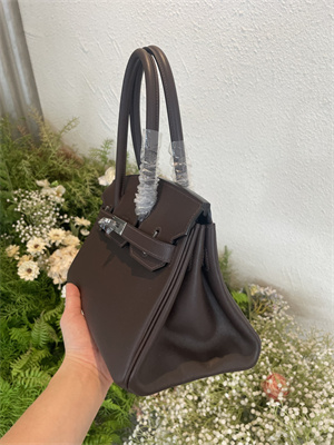 Bir.kin Shoulder Bag 29 Swift Leather Gold/Silver Tone Metal Ebene Color HS