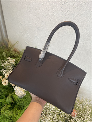 Bir.kin Shoulder Bag 29 Swift Leather Gold/Silver Tone Metal Ebene Color HS