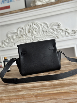 Kelly Messenger Bag Togo Leather Silver Tone Hardware In Black Color HS