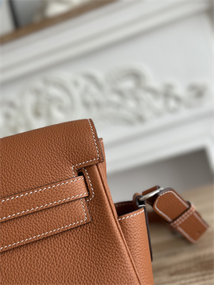 Kelly Messenger Bag Togo Leather Silver Tone Hardware In Gold Color HS