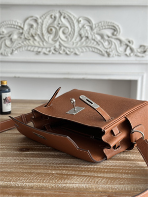 Kelly Messenger Bag Togo Leather Silver Tone Hardware In Gold Color HS