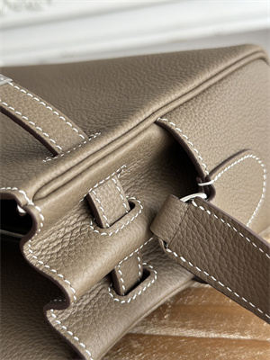 Kelly Messenger Bag Togo Leather Silver Tone Hardware In Etoupe Color HS