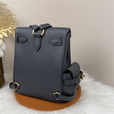 Kelly Jump Backpack Swift Leather Gold Tone Hardware In Black Color HS