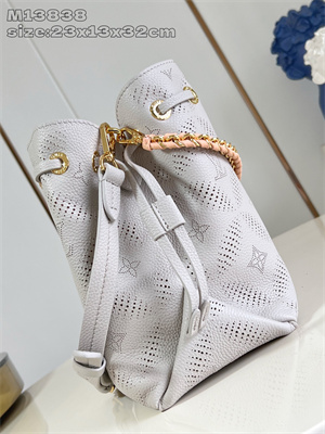 L.V Bella Tote Mahina Bloom Perforated Mahina calfskin leather Gray/Pink M13838