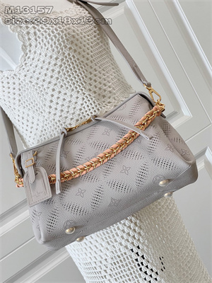 L.V Hand It All PM  Mahina Bloom Perforated Mahina calfskin leather Gray/Pink M13157