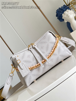 L.V Hand It All PM  Mahina Bloom Perforated Mahina calfskin leather Gray/Pink M13157