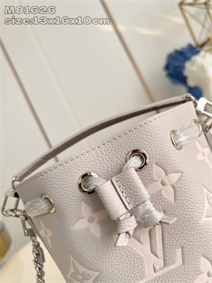 LV Nano Noé Monogram Empreinte leather Brume/Quartz M14224