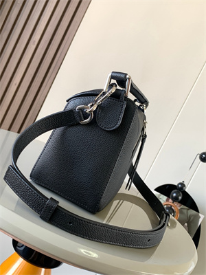 Loewe Small Puzzle Bag In Soft Grained Calfskin Silver Tone Metal Black