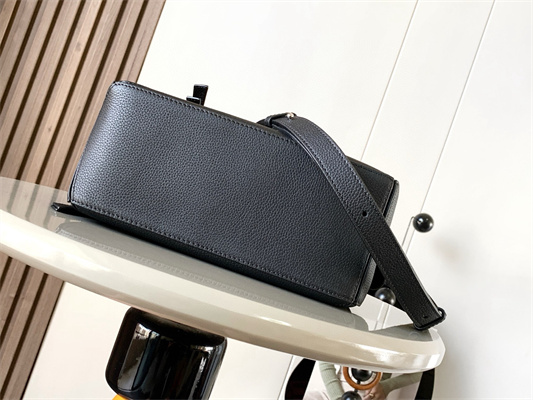 Loewe Small Puzzle Bag In Soft Grained Calfskin Silver Tone Metal Black