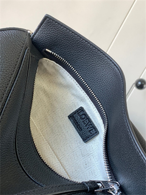 Loewe Small Puzzle Bag In Soft Grained Calfskin Silver Tone Metal Black