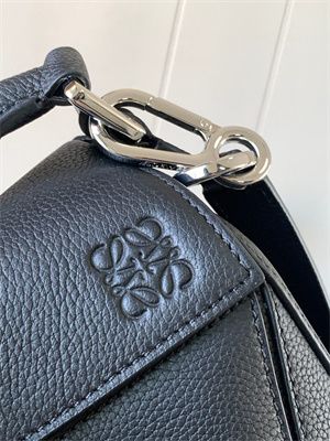 Loewe Small Puzzle Bag In Soft Grained Calfskin Silver Tone Metal Black