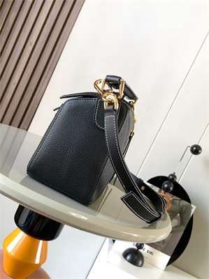 Loewe Small Puzzle Bag In Soft Grained Calfskin Gold Tone Metal Black