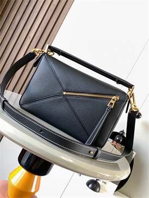 Loewe Small Puzzle Bag In Soft Grained Calfskin Gold Tone Metal Black