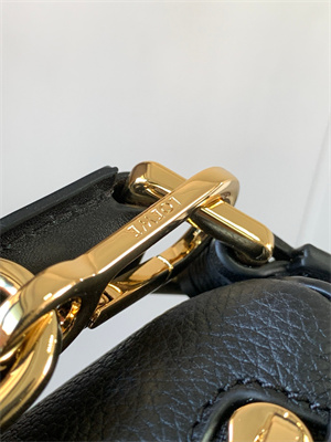 Loewe Small Puzzle Bag In Soft Grained Calfskin Gold Tone Metal Black