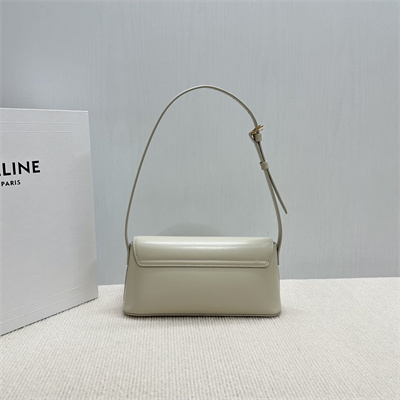 Celine Triomphe Shoulder Bag In Shiny Calfskin Rice Color