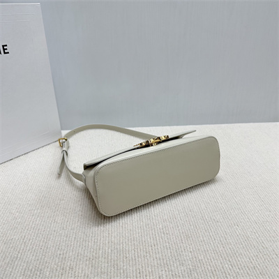 Celine Triomphe Shoulder Bag In Shiny Calfskin Rice Color
