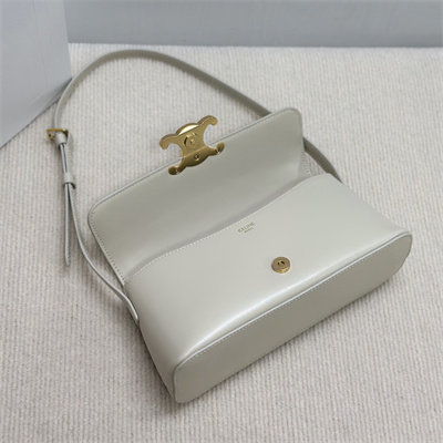 Celine Triomphe Shoulder Bag In Shiny Calfskin Rice Color