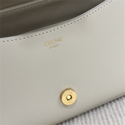 Celine Triomphe Shoulder Bag In Shiny Calfskin Rice Color