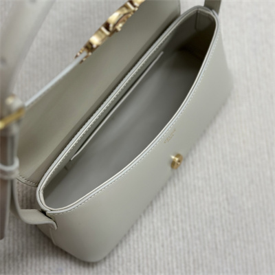 Celine Triomphe Shoulder Bag In Shiny Calfskin Rice Color