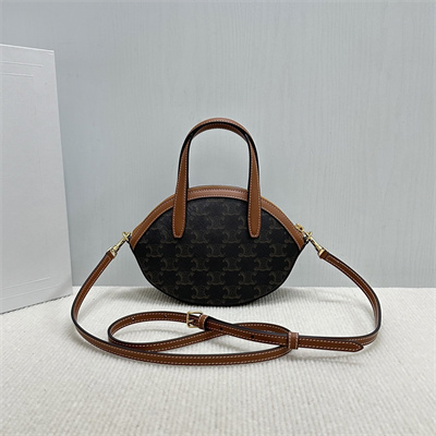Celine Oval Bag IN TRIOMPHE CANVAS AND CALFSKIN