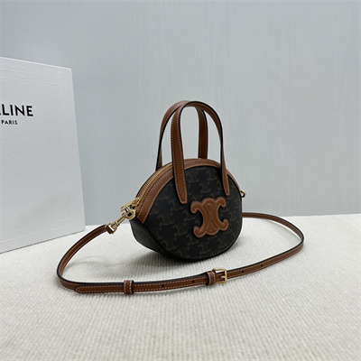 Celine Oval Bag IN TRIOMPHE CANVAS AND CALFSKIN