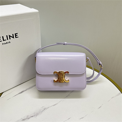 Celine Teen Triomphe Bag In Shiny Calfskin Laverder Color