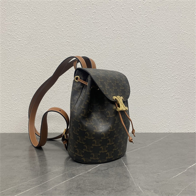 Celine Backpack Bonnie In Triomphe Canvas and calfskin Tan