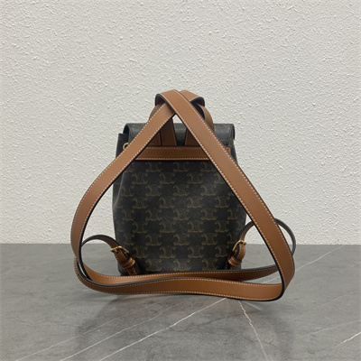 Celine Backpack Bonnie In Triomphe Canvas and calfskin Tan