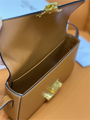 Celine Triomphe Shoulder Bag In Shiny Calfskin Brown Color