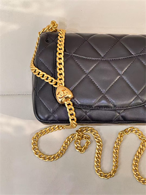 Chanel Mini Flap Bag Lambskin Gold Tone Metal Black AS3828