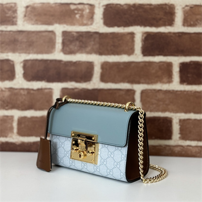 Gu.cci Padlock Small shoulder bag GG Supreme canvas GrayBlue 409487