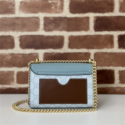 Gu.cci Padlock Small shoulder bag GG Supreme canvas GrayBlue 409487