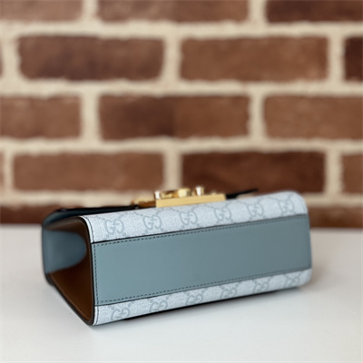 Gu.cci Padlock Small shoulder bag GG Supreme canvas GrayBlue 409487