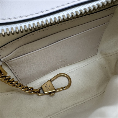 Gu.cci GG Marmont Half-Moon Mini Leather Shoulder Bag White 770983