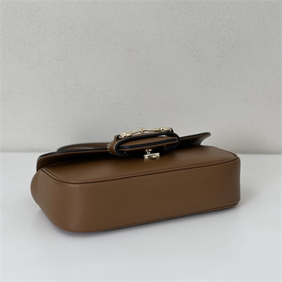 Gu.cci Horsebit 1955 Soft small top handle bag Brown Leather 815206