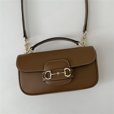 Gu.cci Horsebit 1955 Soft small top handle bag Brown Leather 815206