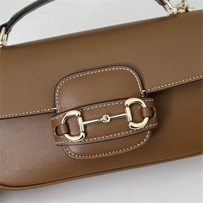 Gu.cci Horsebit 1955 Soft small top handle bag Brown Leather 815206