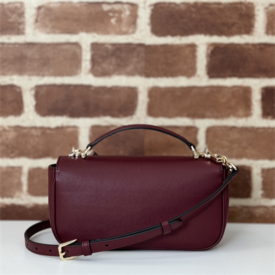 Gu.cci Horsebit 1955 Soft small top handle bag Bordeaux Leather 815206