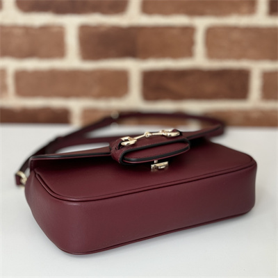 Gu.cci Horsebit 1955 Soft small top handle bag Bordeaux Leather 815206