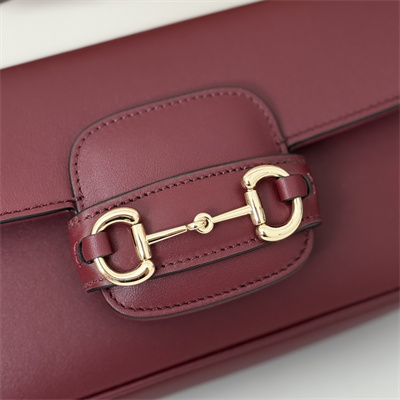 Gu.cci Horsebit 1955 Soft small top handle bag Bordeaux Leather 815206