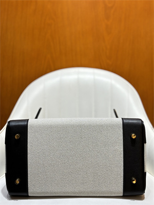 Bir.kin Bag Swift Leather & Canvas 25/30 Gold/Silver Hardware In Black HS