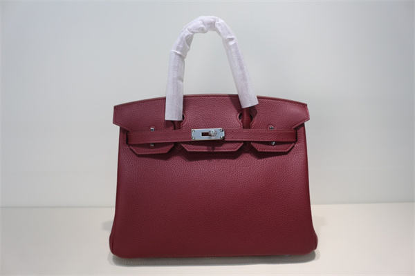 Bir.kin Bag TOGO Leather 25/30/35CM Gold/Silver Hardware In Bordeaux Color HS
