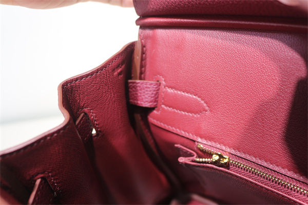 Bir.kin Bag TOGO Leather 25/30/35CM Gold/Silver Hardware In Bordeaux Color HS