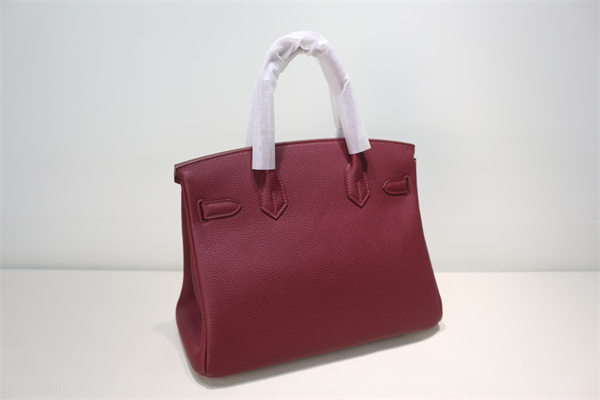 Bir.kin Bag TOGO Leather 25/30/35CM Gold/Silver Hardware In Bordeaux Color HS