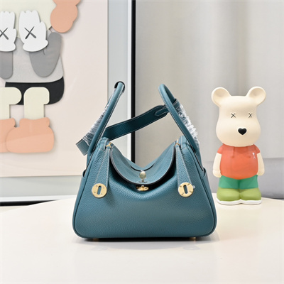 Lindy Bag Calfskin Leather 26/30CM Gold/Silver Tone Metal In Jean Blue Color