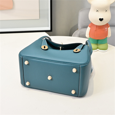 Lindy Bag Calfskin Leather 26/30CM Gold/Silver Tone Metal In Jean Blue Color