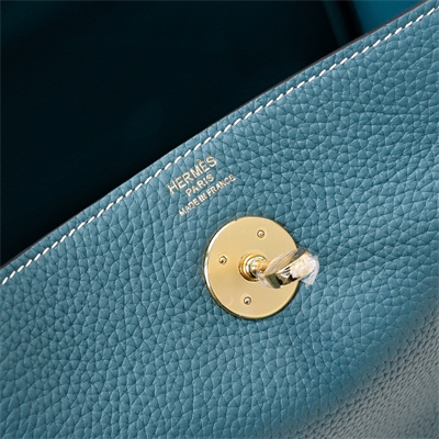 Lindy Bag Calfskin Leather 26/30CM Gold/Silver Tone Metal In Jean Blue Color