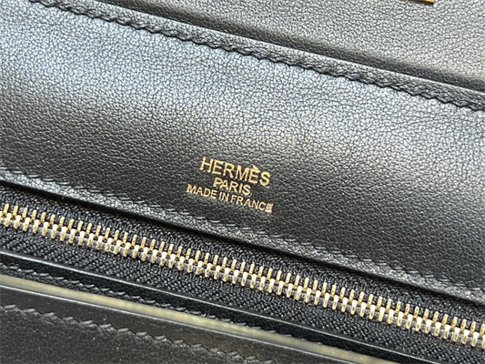 Hermes 2424 Mini Bag Evercolor/ Swift Leather Gold/Silver Tone Metal Black Color HS
